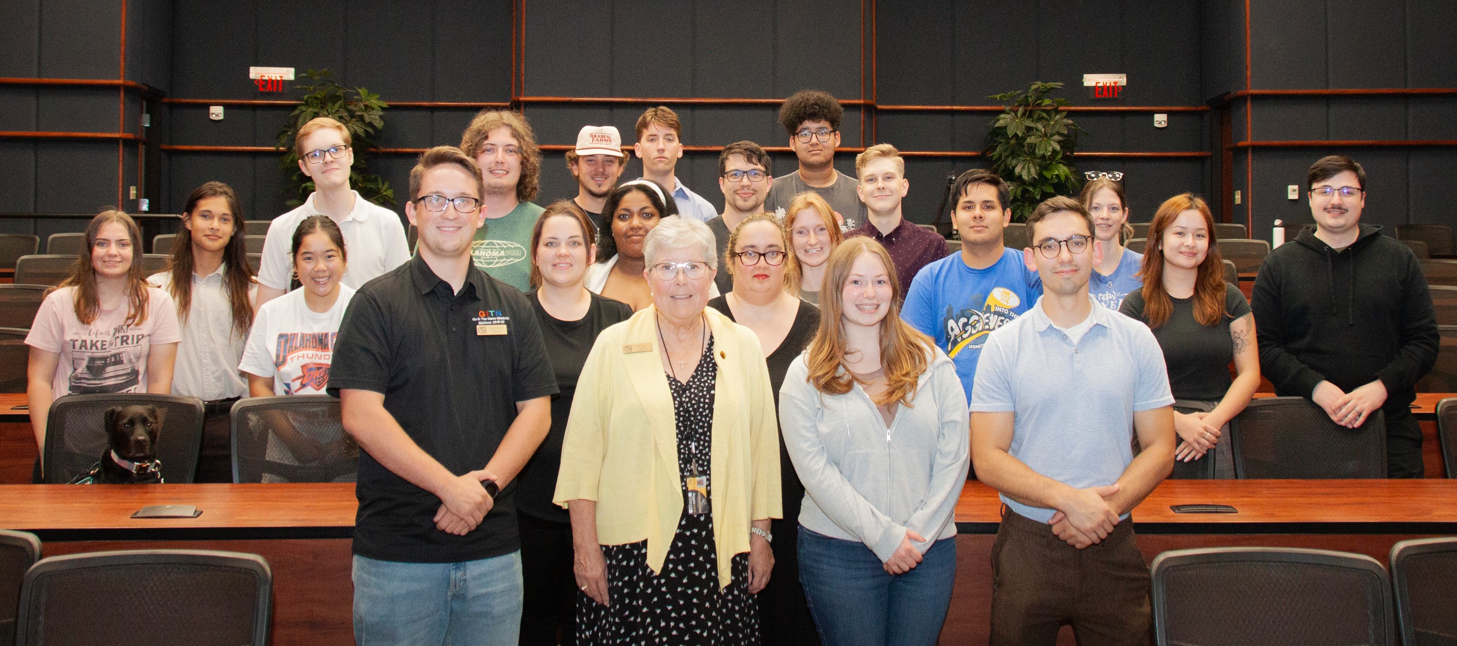 Photo of President Askins with SGA members