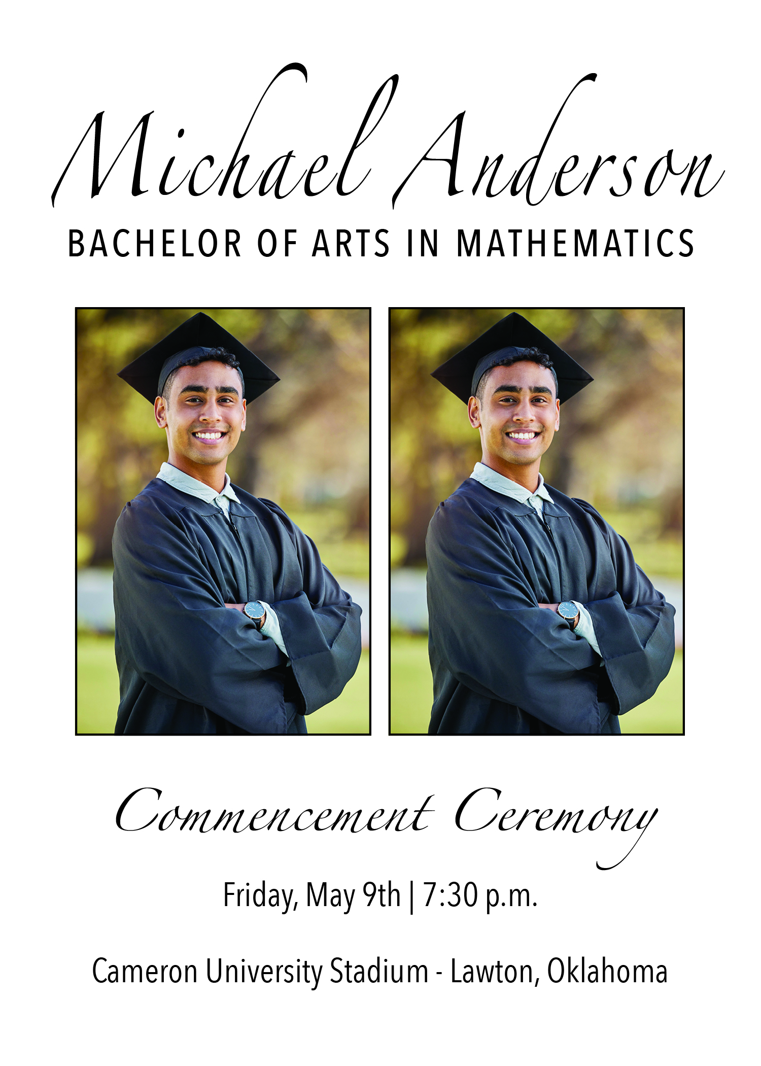 Sample 2-sided graduation announcement