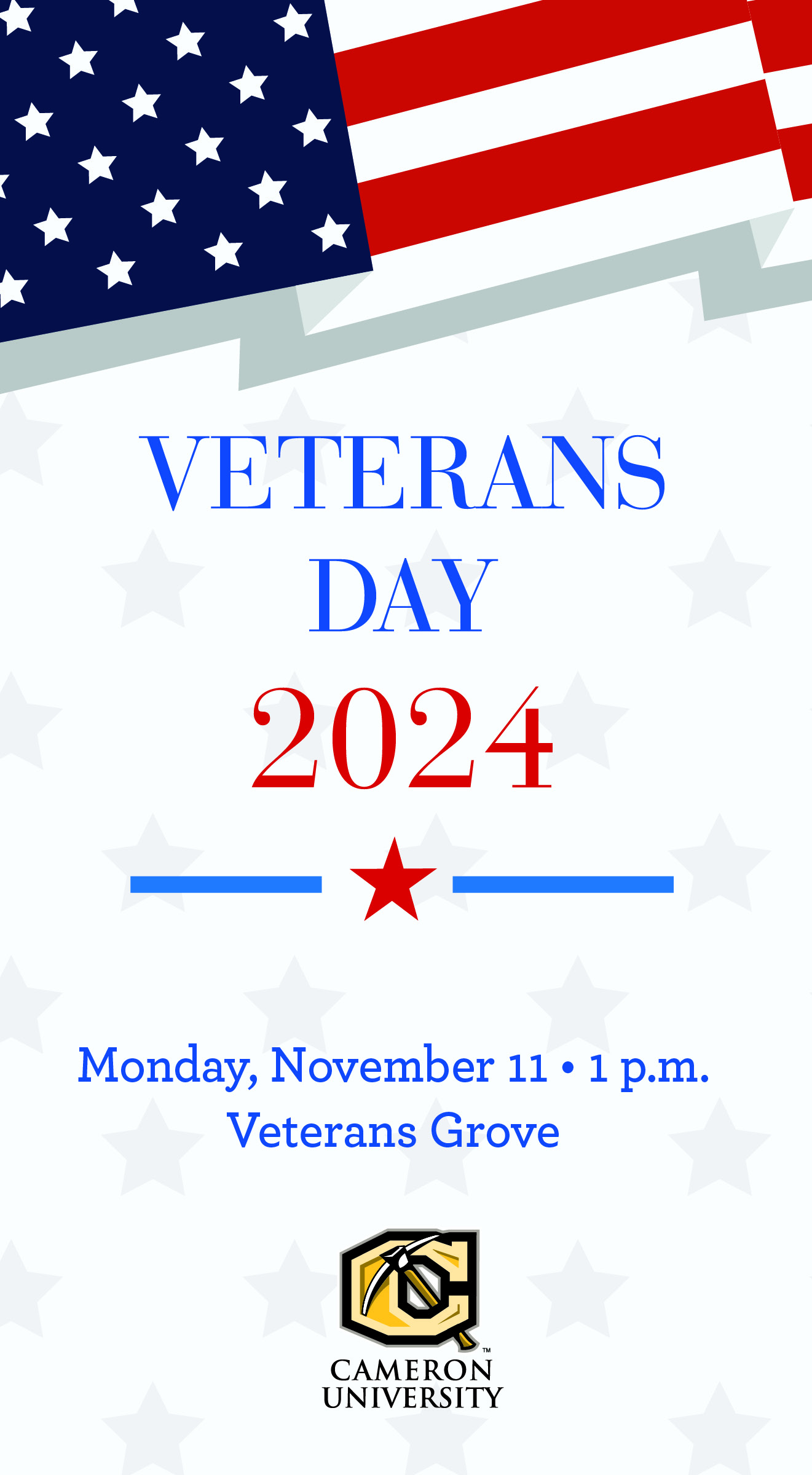 Veterans Day 2024
Monday, November 11 - 1 p.m.
Veterans Grove